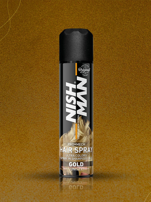 Nishman Professional Hair Color Spray | Cruelty, Peroxide & Ammonia Free | Suitable For Daily Use | Unisex Temporary Hair Color - Gold | 150 ML