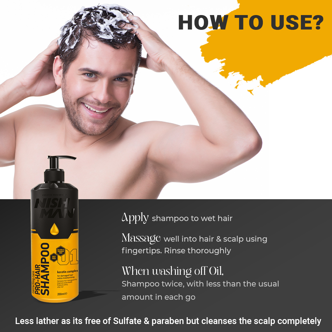 Nishman Pro - Hair Shampoo | Keratin Complex | For Damaged, Colored & Weekend Hair | 200 ML