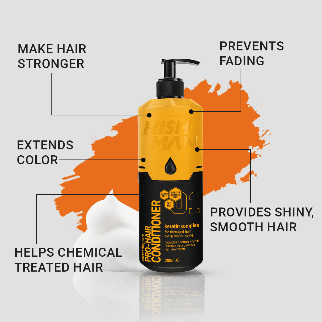 Nishman Pro – Hair Conditioner keratin Complex | Helps damaged & frizzy hair | Extra moisturising 200ML