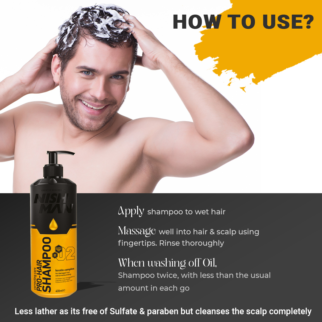 Nishman Pro - Hair Shampoo | Keratin Complex | For Damaged, Colored & Weekend Hair | 400 ML